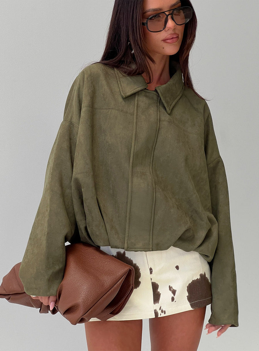 Enlightened Bomber bunda z eko semiše Khaki