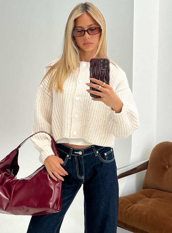 Hadly Pletený Cardigan Krémová