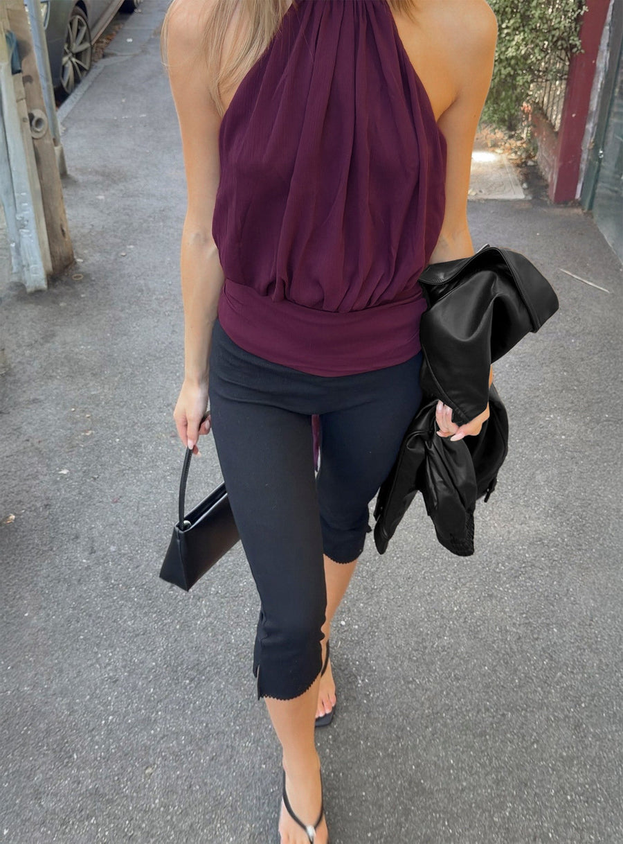 Baseline Žebrované capri kalhoty černá Tall