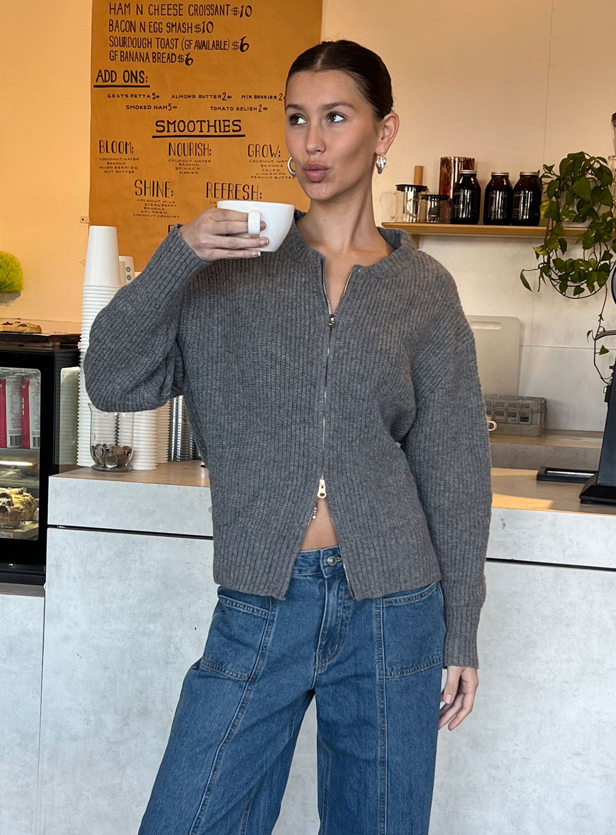 Lexene Rozepínací svetr Šedá