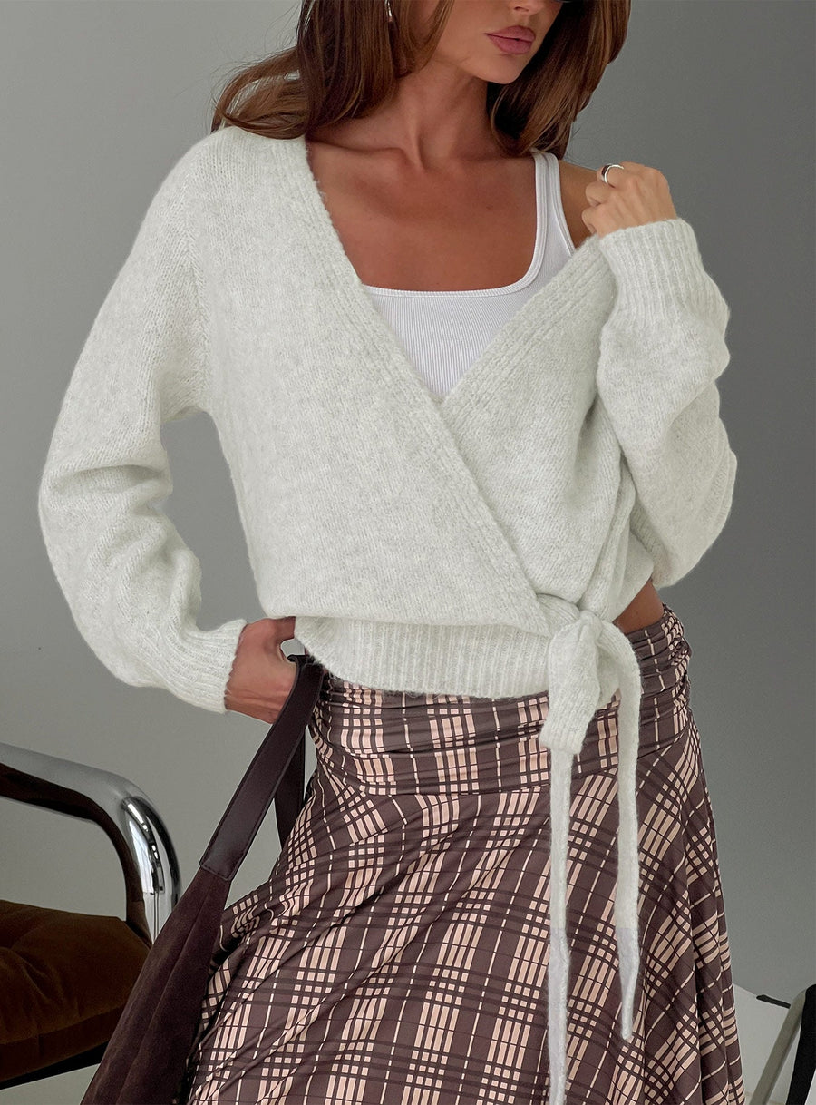 Daelan Pletený zavinovací Cardigan Šedá