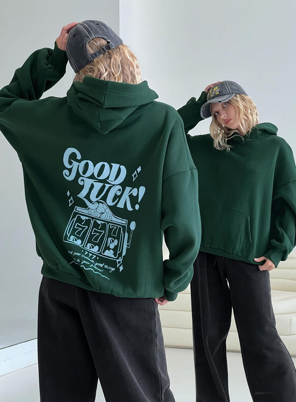 Good Luck Graphic Mikina Zelená / Modrá