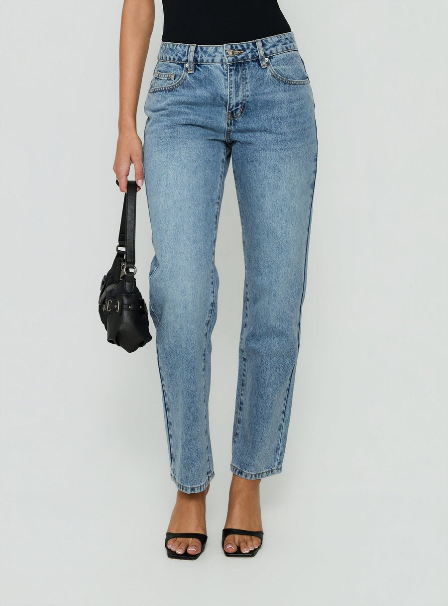 Fedela Rovné džíny se středním pasem Modrá