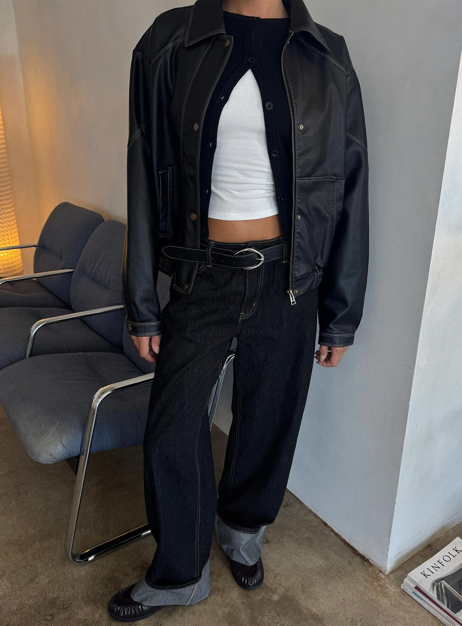 Top Model Rovné džíny s nízkým pasem Modrá