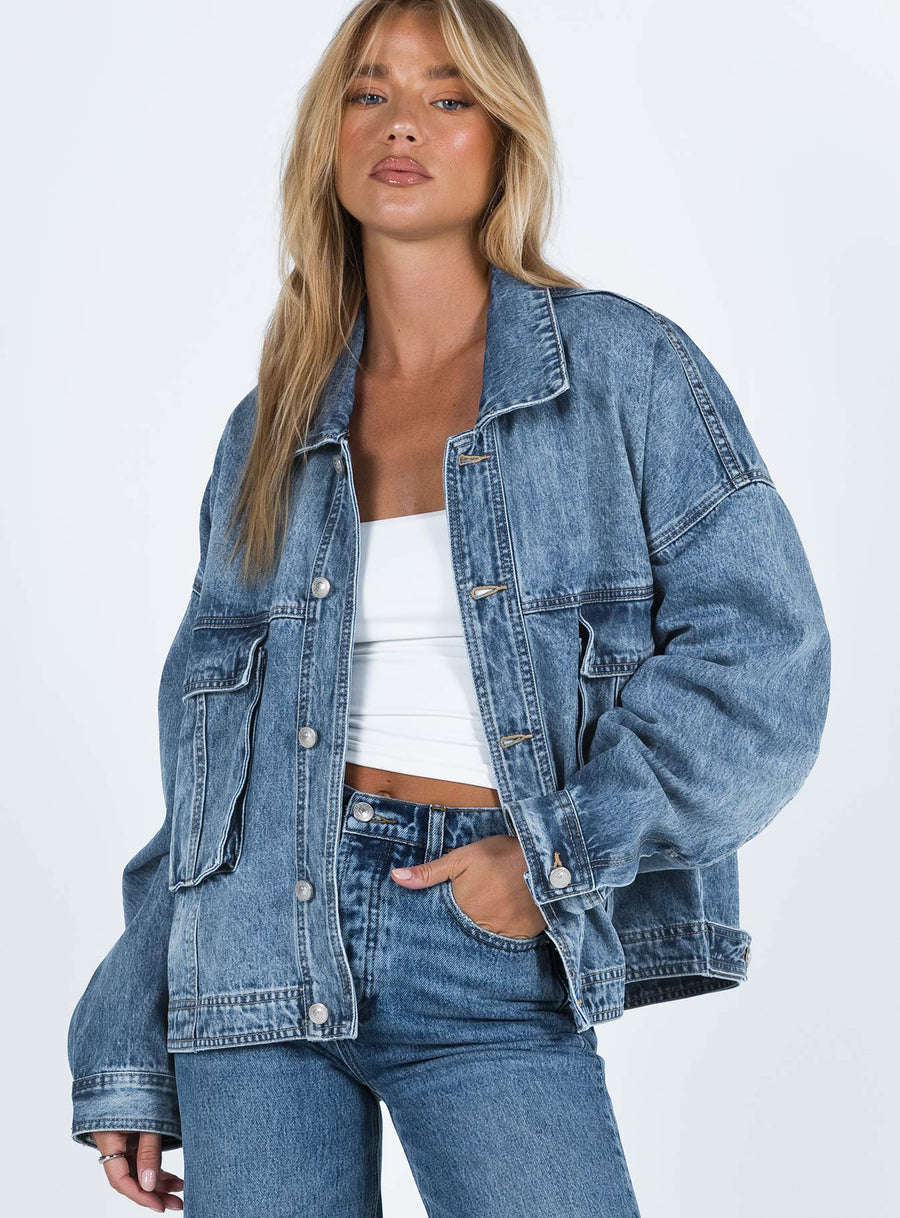 Kier Oversized džínová bunda Šedá