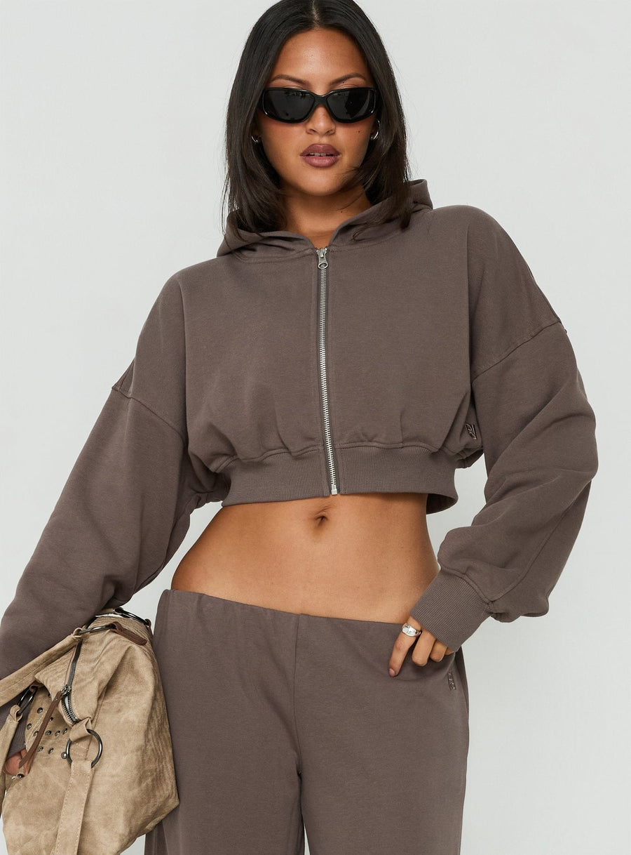 Lanna Flísová cropped mikina na zip Šedá