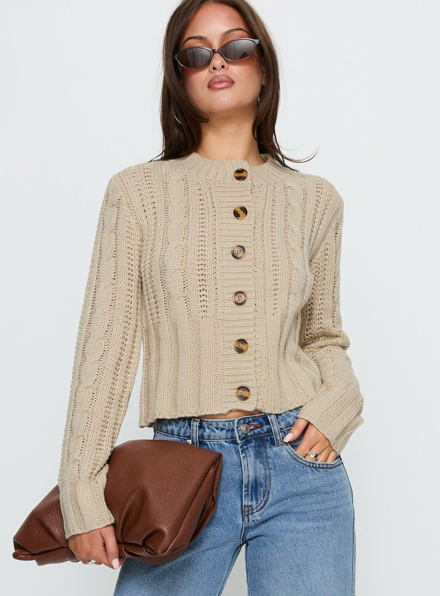 Donielle Pletený copánkový Cardigan Béžová