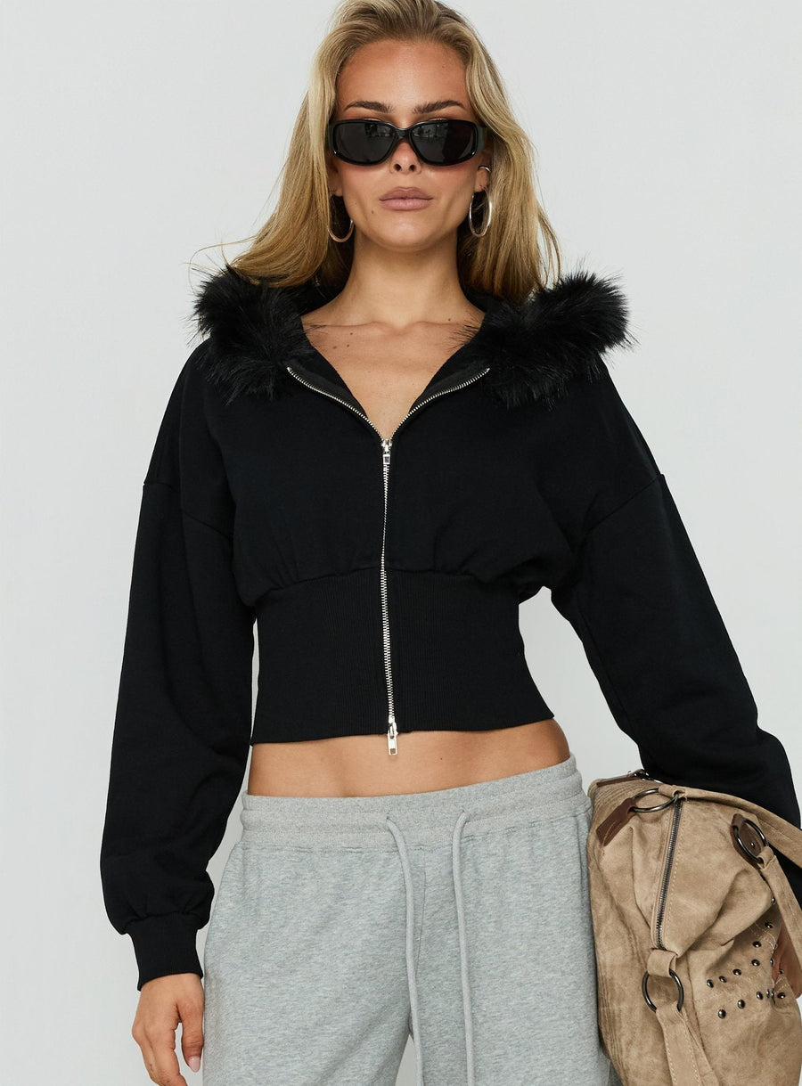 Faux fur mikina s kapucí