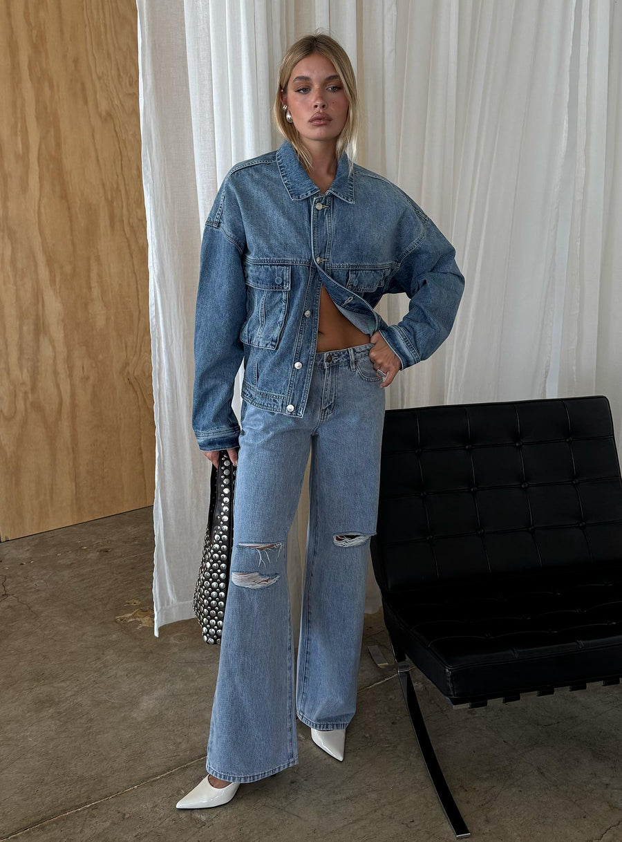 Kier Oversized džínová bunda Šedá