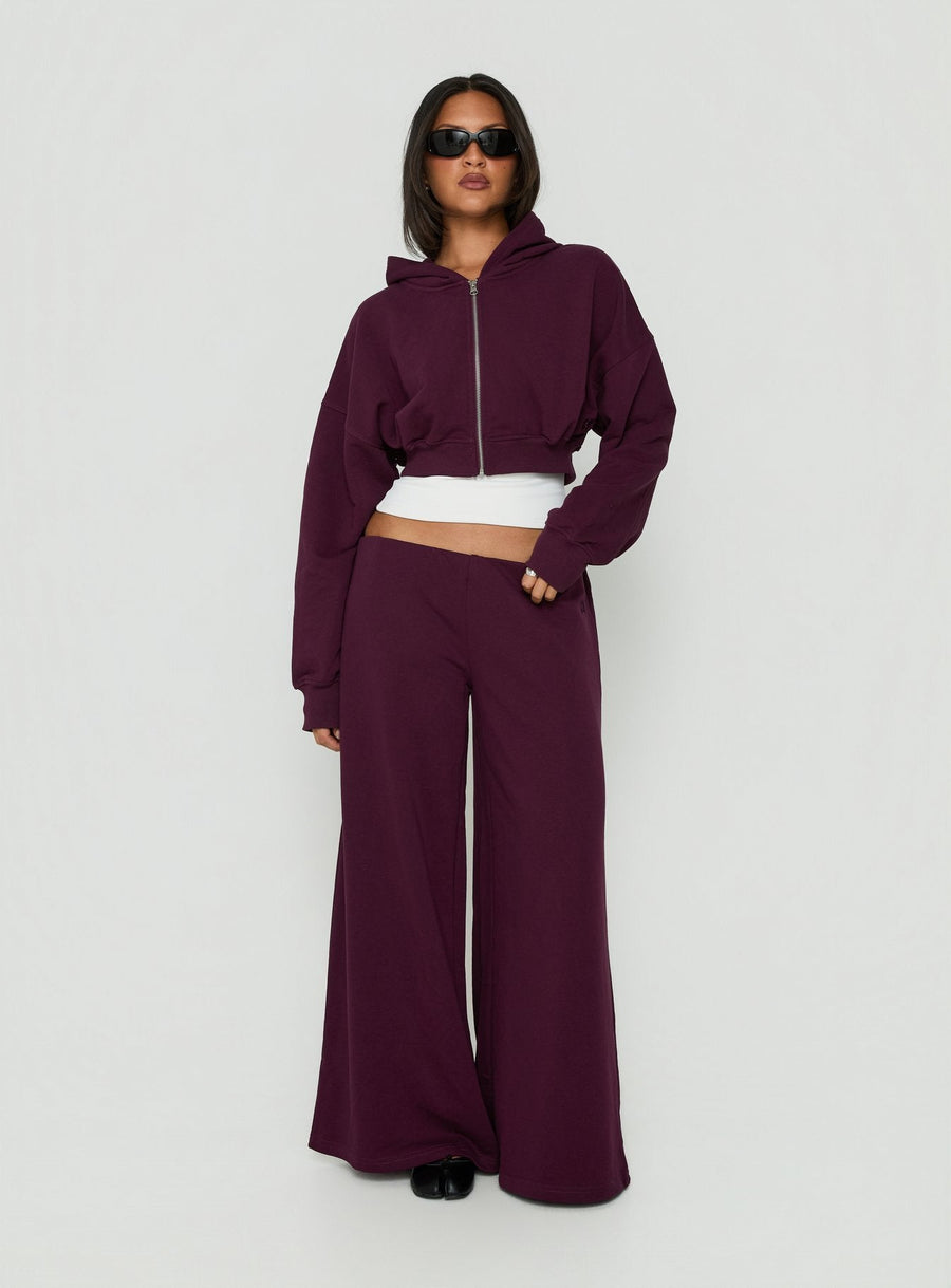 Lanna Flísová cropped mikina na zip Švestková