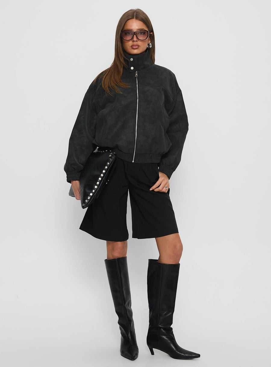 Ellissa Bomber bunda z eko semiše Černá