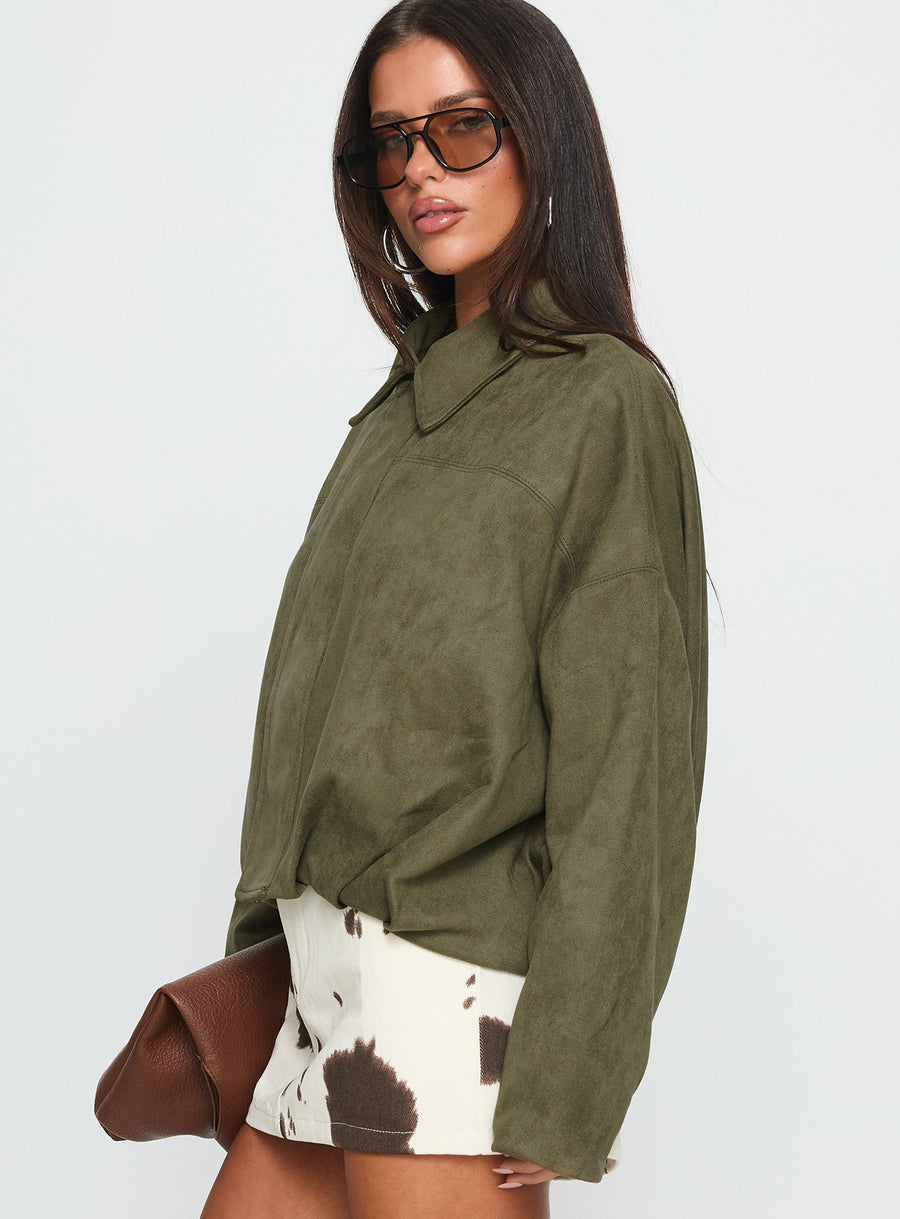 Enlightened Bomber bunda z eko semiše Khaki