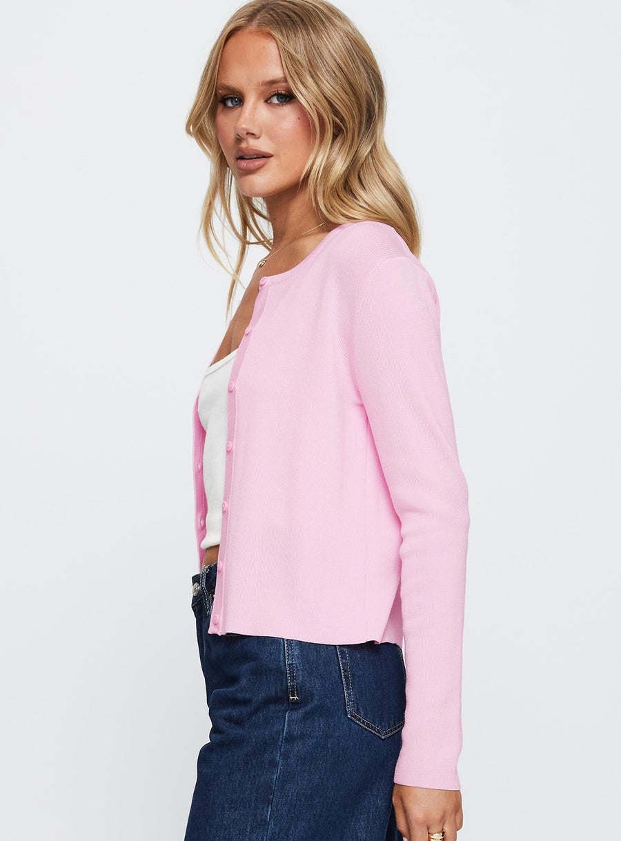Old Burlington Pletený Cardigan Růžová