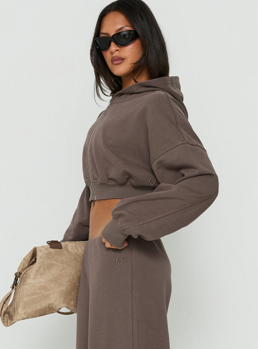 Lanna Flísová cropped mikina na zip Šedá