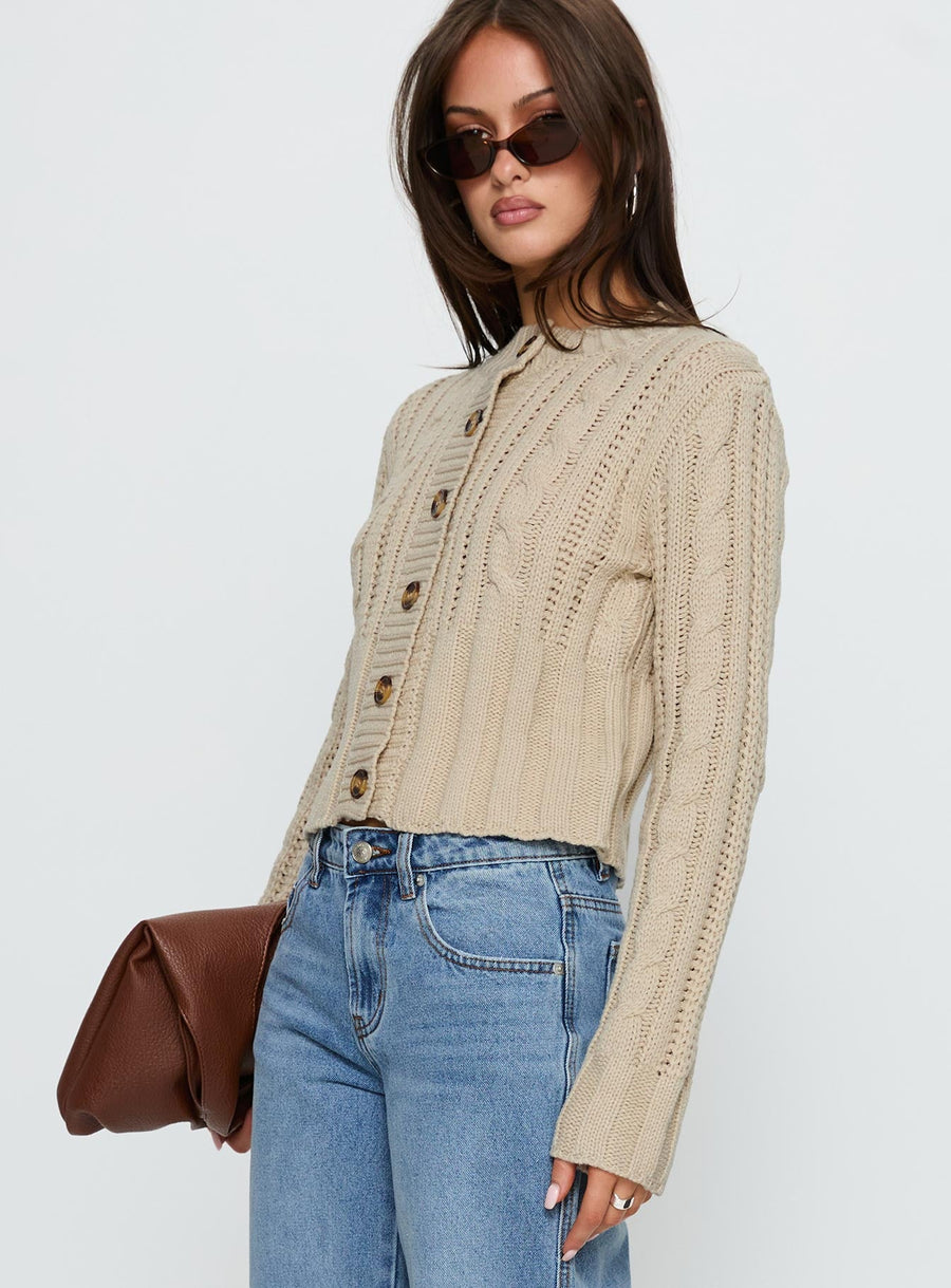 Donielle Pletený copánkový Cardigan Béžová