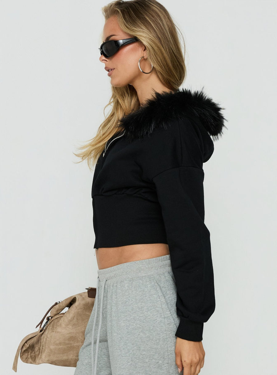 Faux fur mikina s kapucí