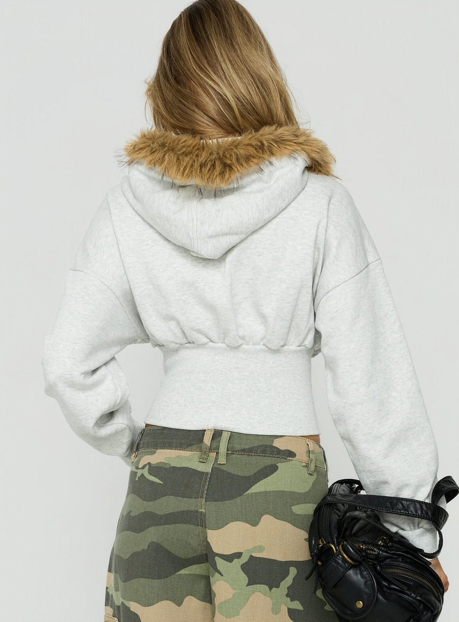 Faux fur mikina s kapucí