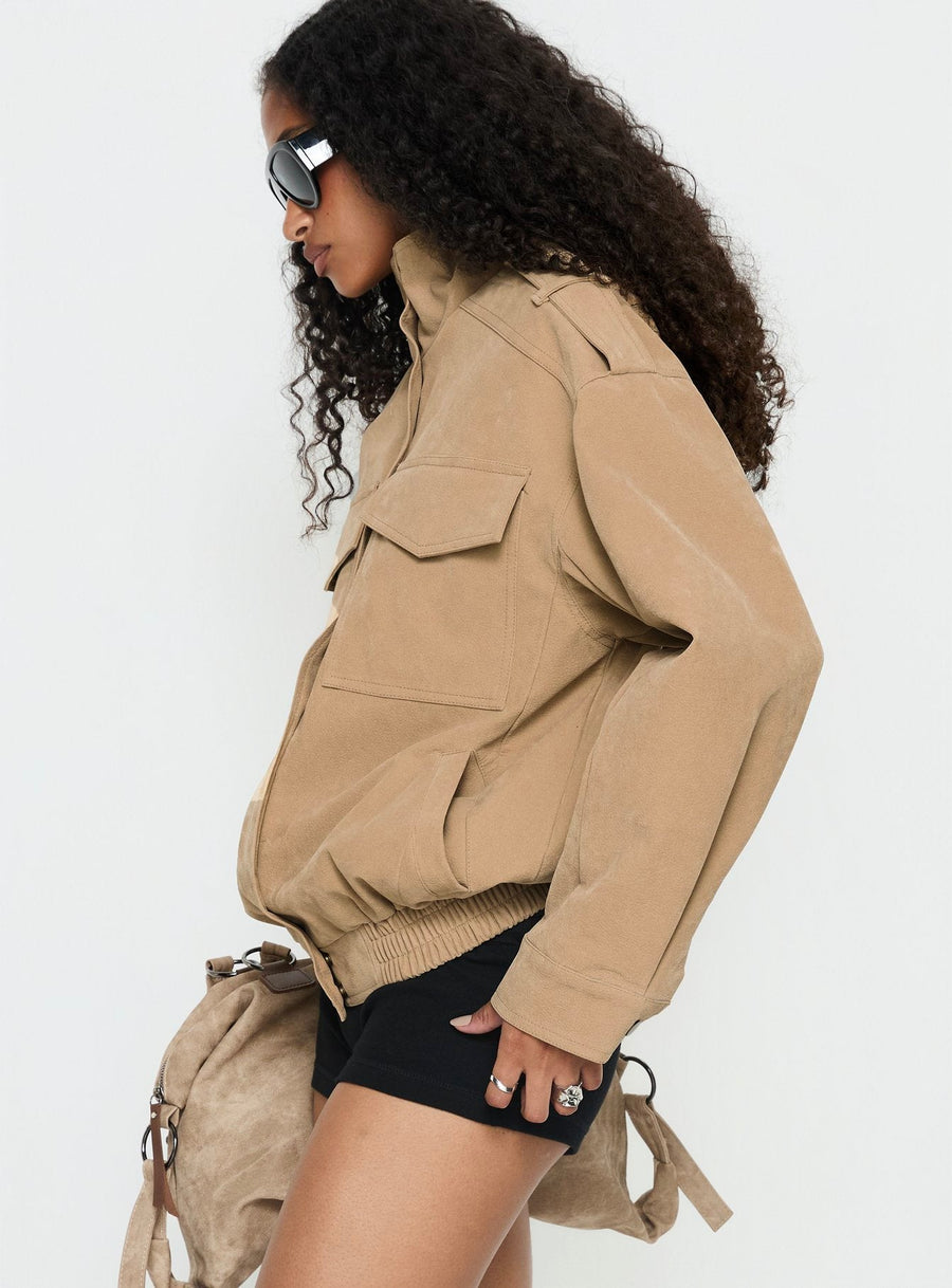Double Life Cargo bunda s komínovým límcem Béžová
