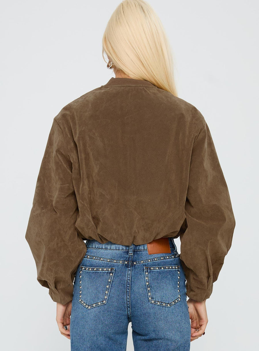 Mastery Bomber bunda z eko semiše Hnědá