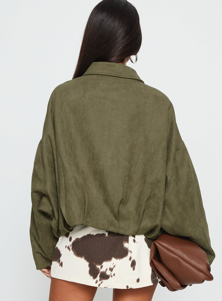 Enlightened Bomber bunda z eko semiše Khaki