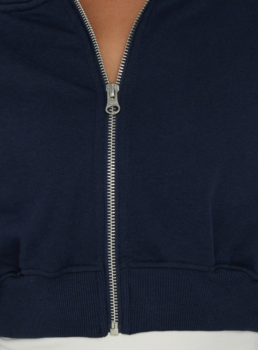Lanna Flísová cropped mikina na zip Tmavě modrá