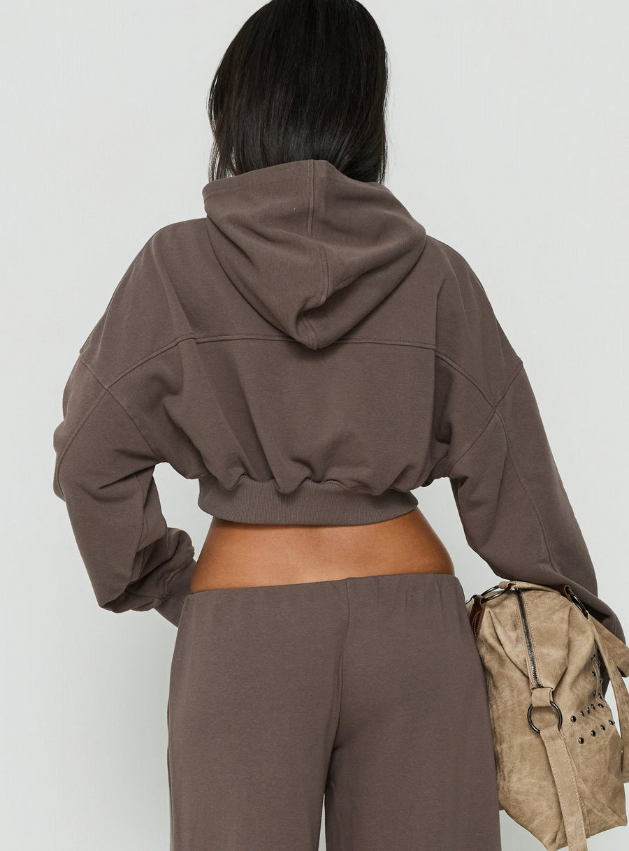 Lanna Flísová cropped mikina na zip Šedá