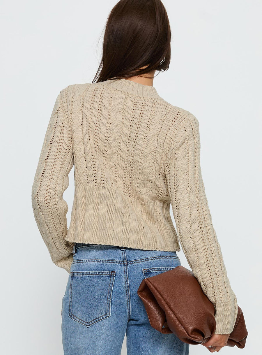 Donielle Pletený copánkový Cardigan Béžová
