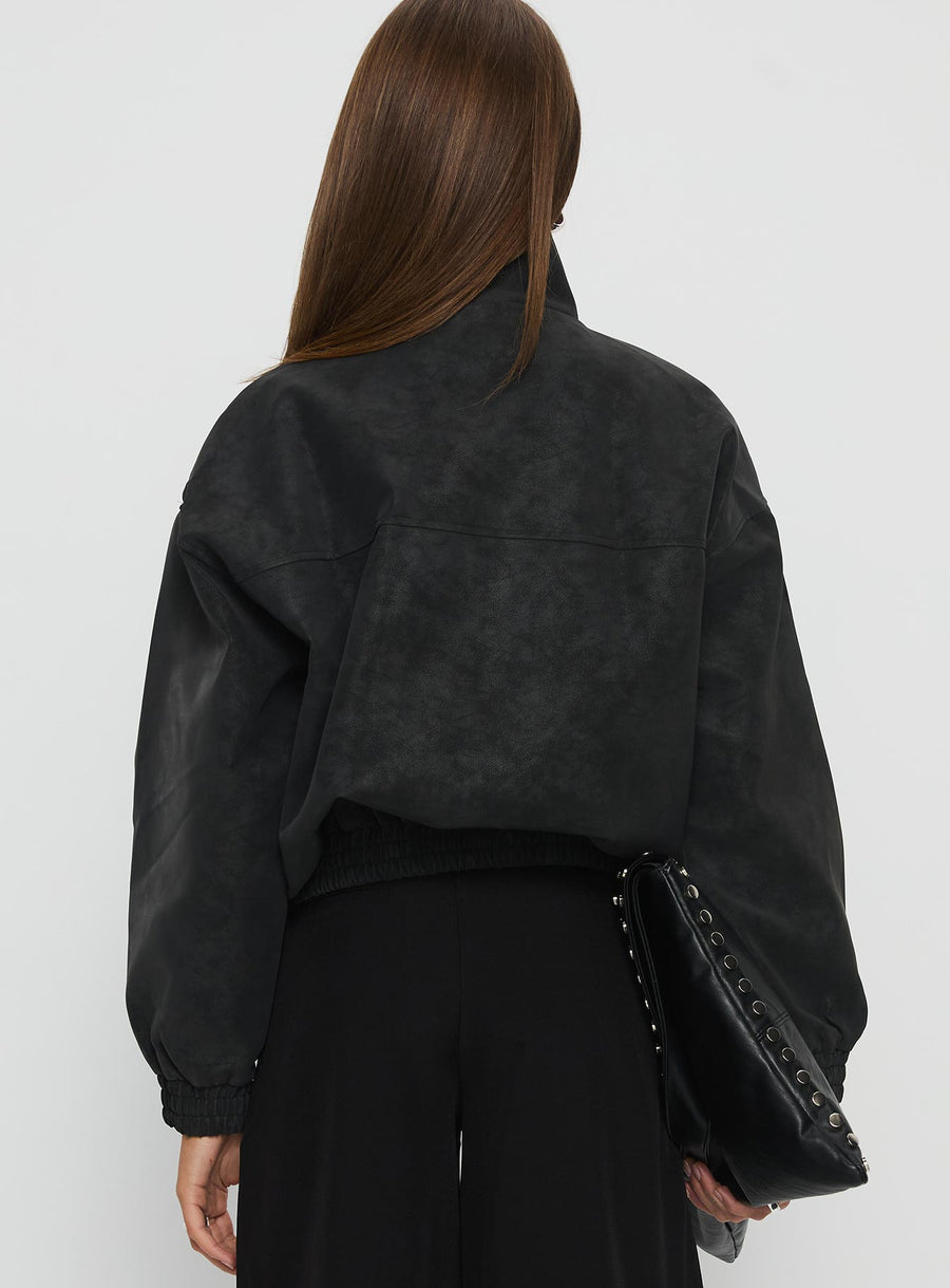 Ellissa Bomber bunda z eko semiše Černá