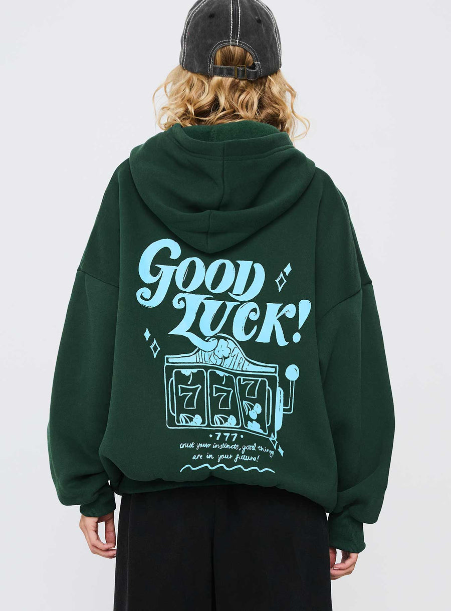 Good Luck Graphic Mikina Zelená / Modrá