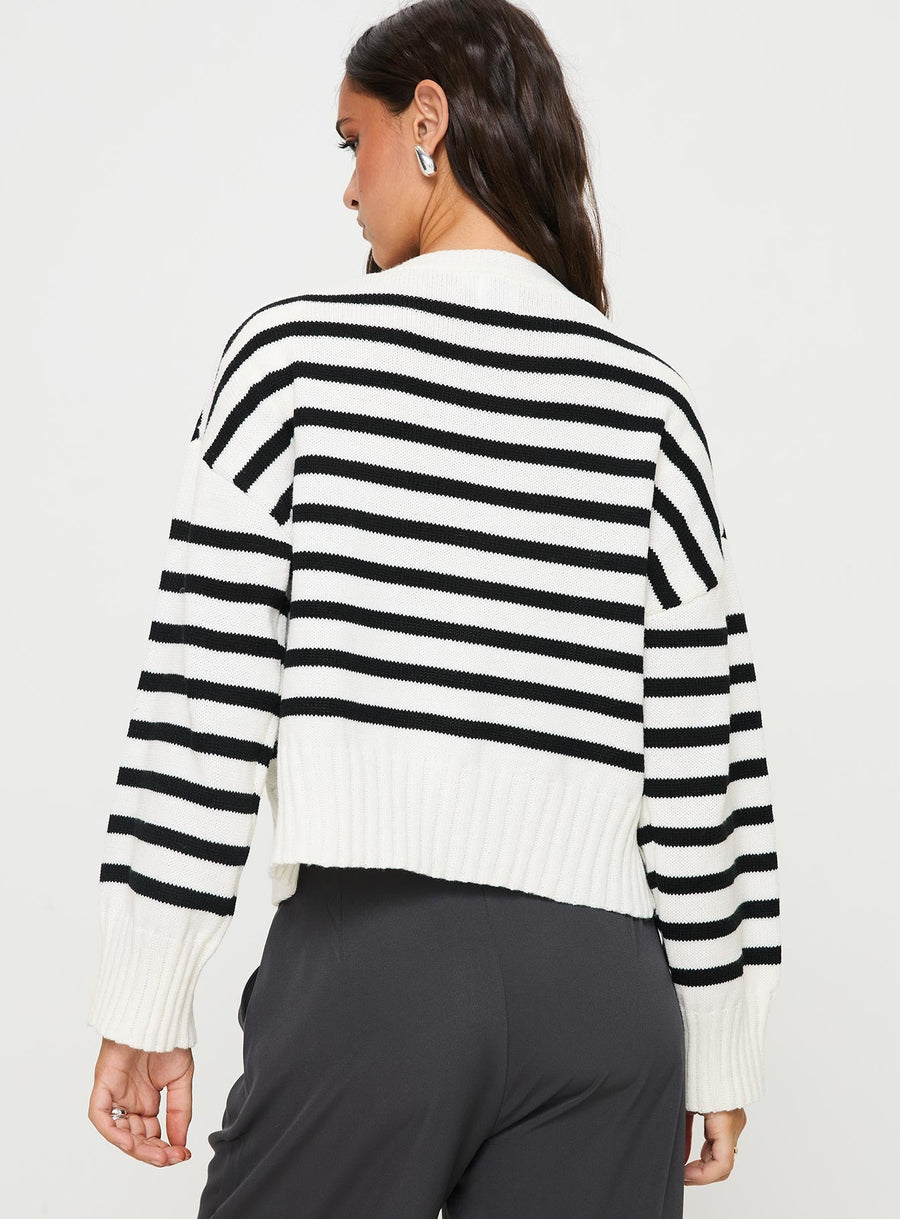 Karlson Pruhovaný Cardigan Krémová / Černá