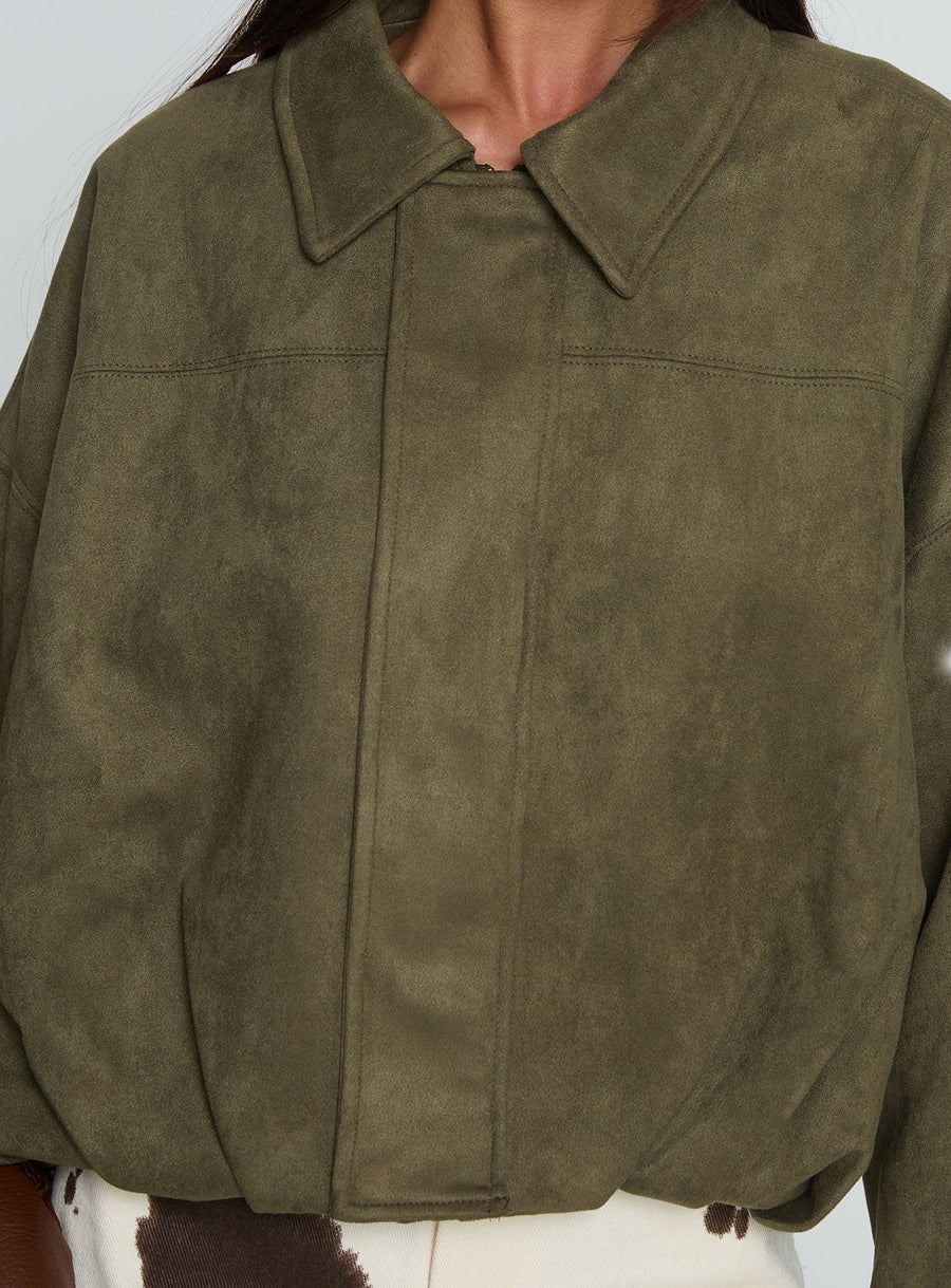 Enlightened Bomber bunda z eko semiše Khaki