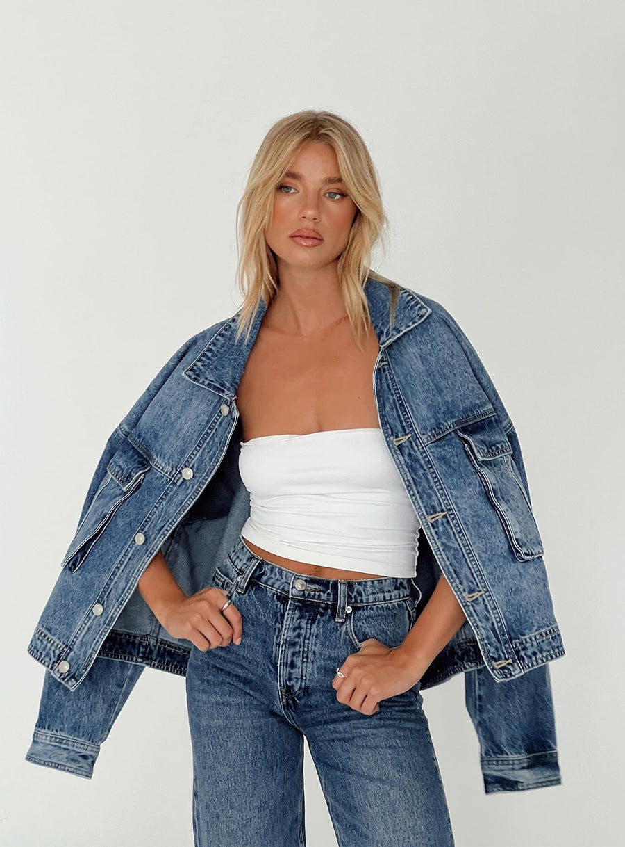 Kier Oversized džínová bunda Šedá