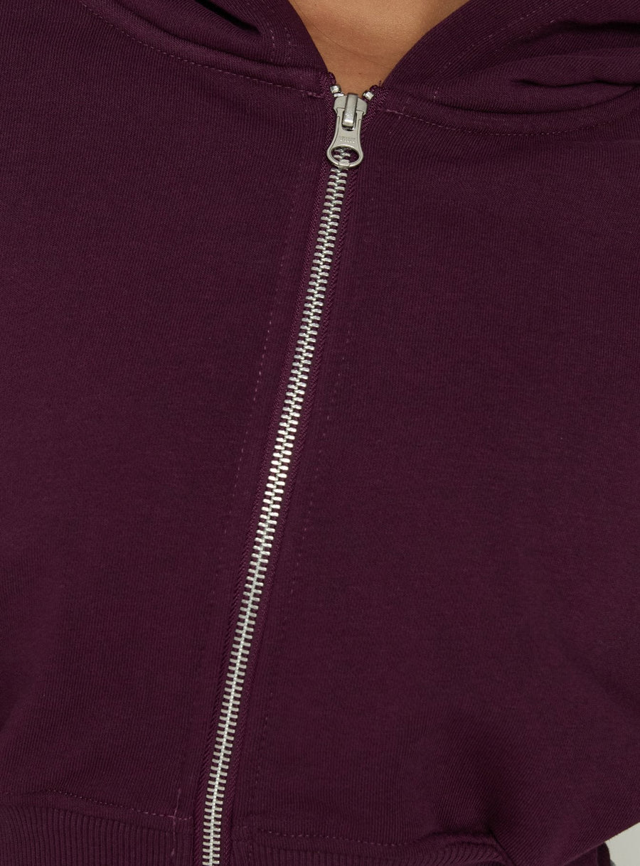 Lanna Flísová cropped mikina na zip Švestková