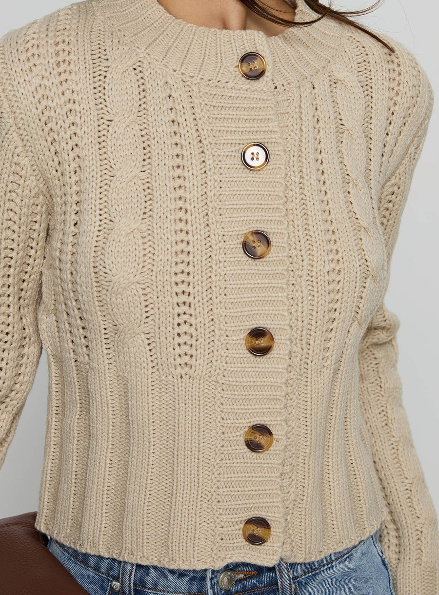 Donielle Pletený copánkový Cardigan Béžová