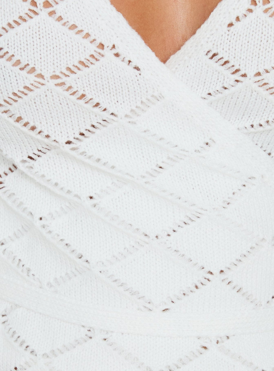 Lesla Háčkovaný zavinovací Cardigan Bílá