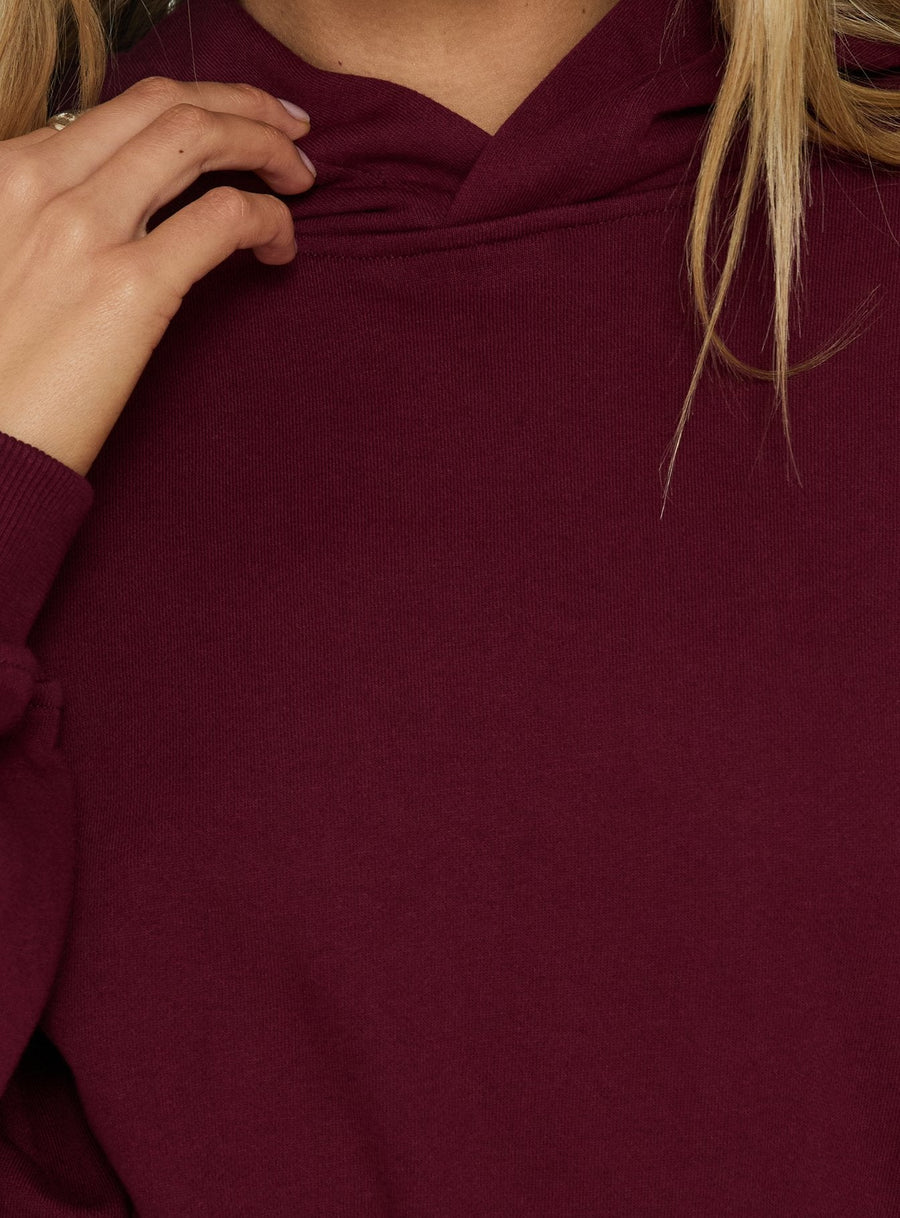 Mayse Cropped mikina s bublinovým lemem Třešňová