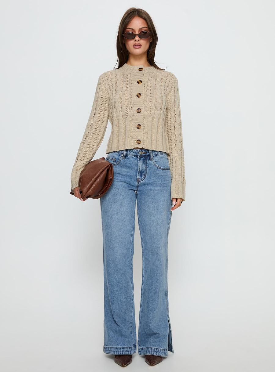 Donielle Pletený copánkový Cardigan Béžová