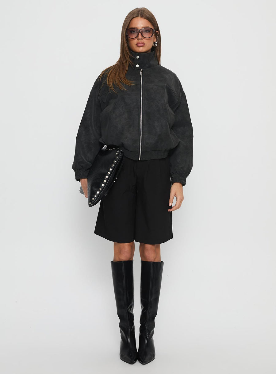 Ellissa Bomber bunda z eko semiše Černá