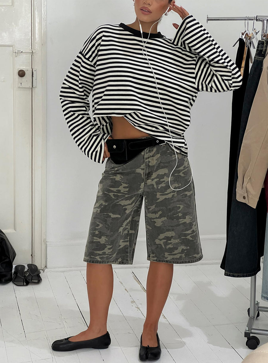 Tag Longline džínová Jorts Zelená