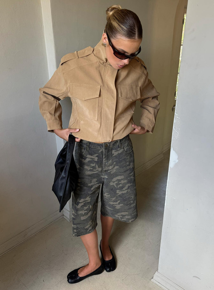 Tag Longline džínová Jorts Zelená