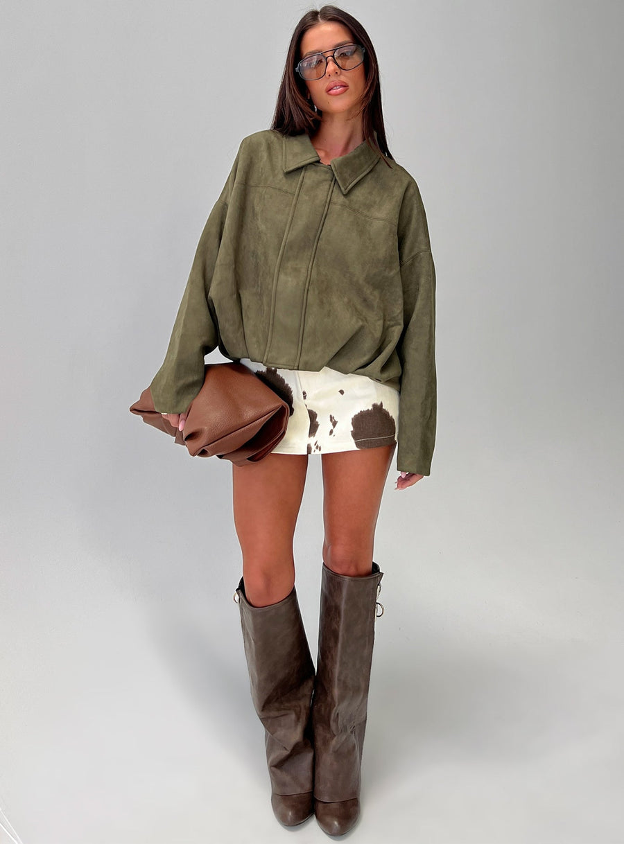 Enlightened Bomber bunda z eko semiše Khaki