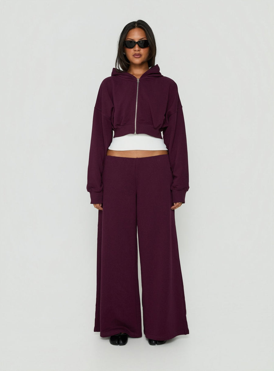 Lanna Flísová cropped mikina na zip Švestková