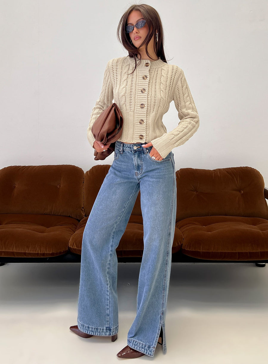 Donielle Pletený copánkový Cardigan Béžová