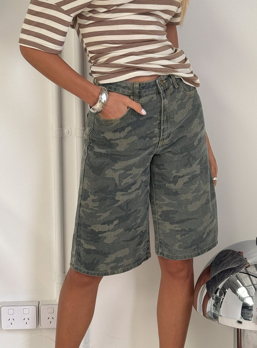 Tag Longline džínová Jorts Zelená