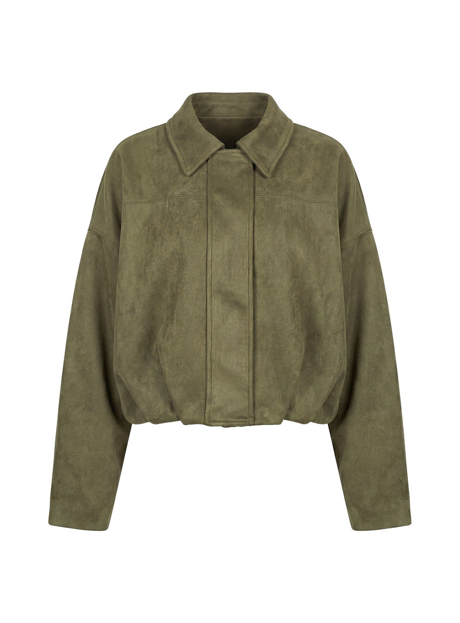 Enlightened Bomber bunda z eko semiše Khaki