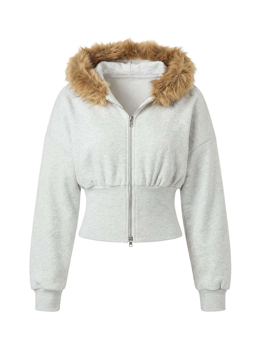 Faux fur mikina s kapucí